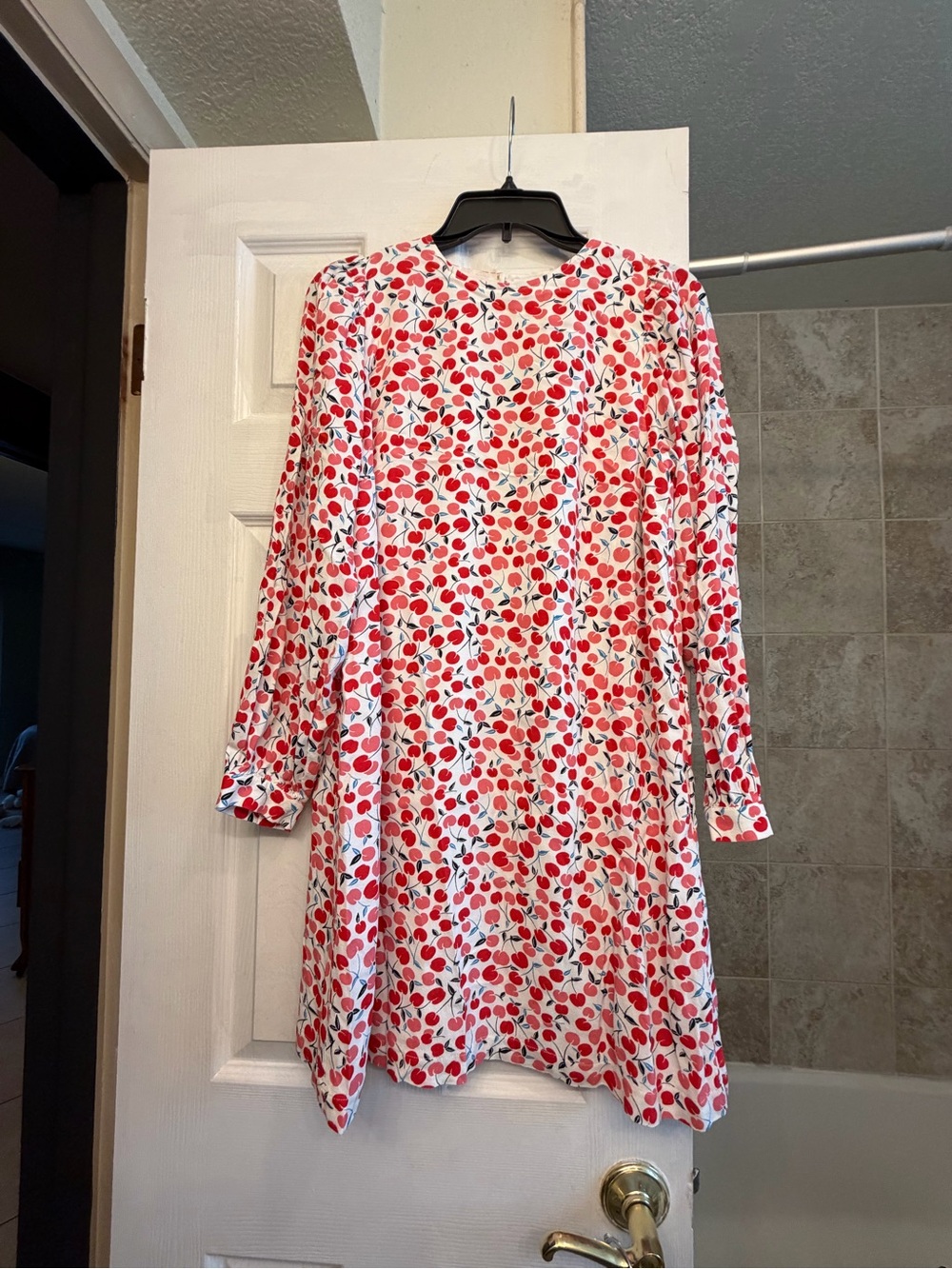 LOFT White Blouse with Red and Black Print